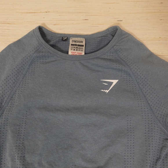 Gymshark Vital Seamless Long Sleeve Crop Top – Slate Blue, Size Small - Picture 2 of 4